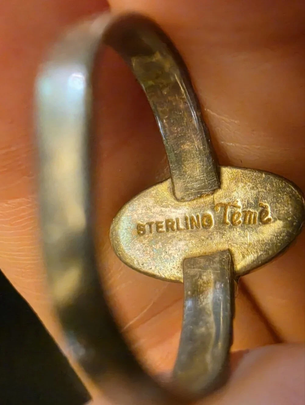 70s Navajo Teme Sterling Inlay Ring